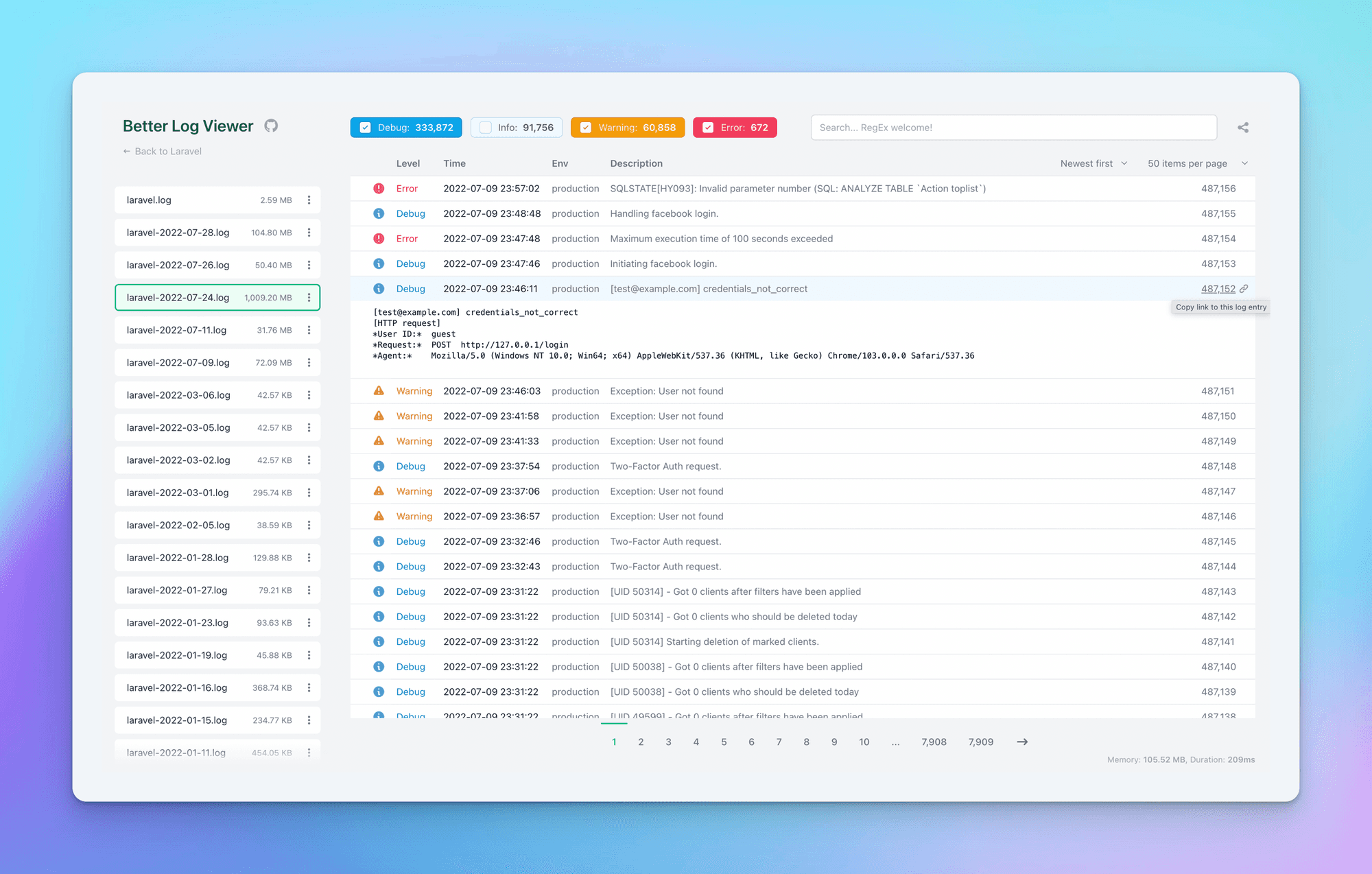 [Packages] Beautiful Log Viewer for Laravel