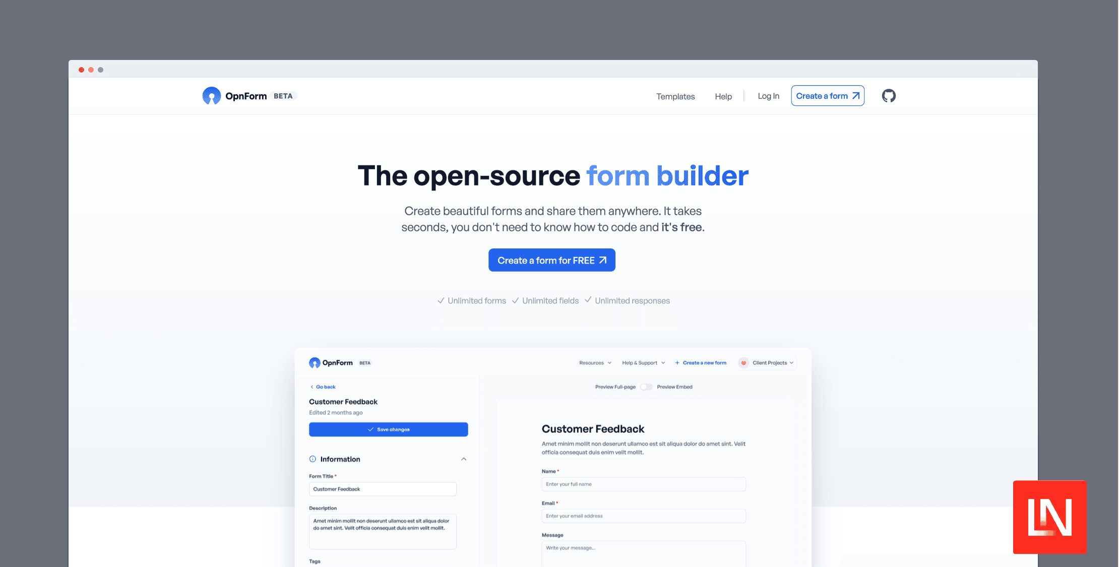 OpnForm is an Open-source Form Builder Made With Laravel