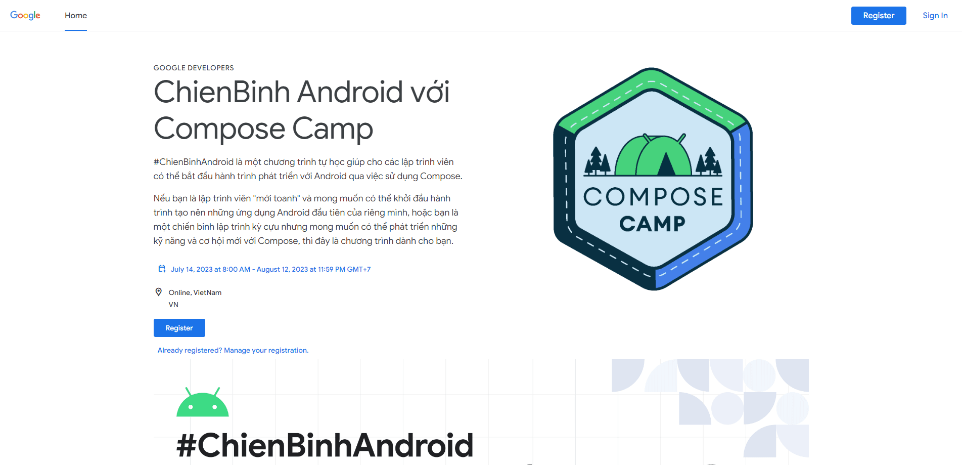 Chương trình #ChienBinhAndroid: Học Android Miễn phí với Compose Camp
