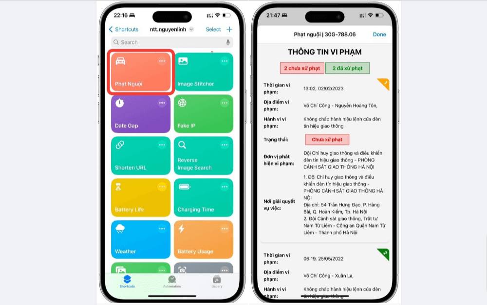 Tip: Tạo phím tắt "Tra cứu phạt nguội" trên Iphone