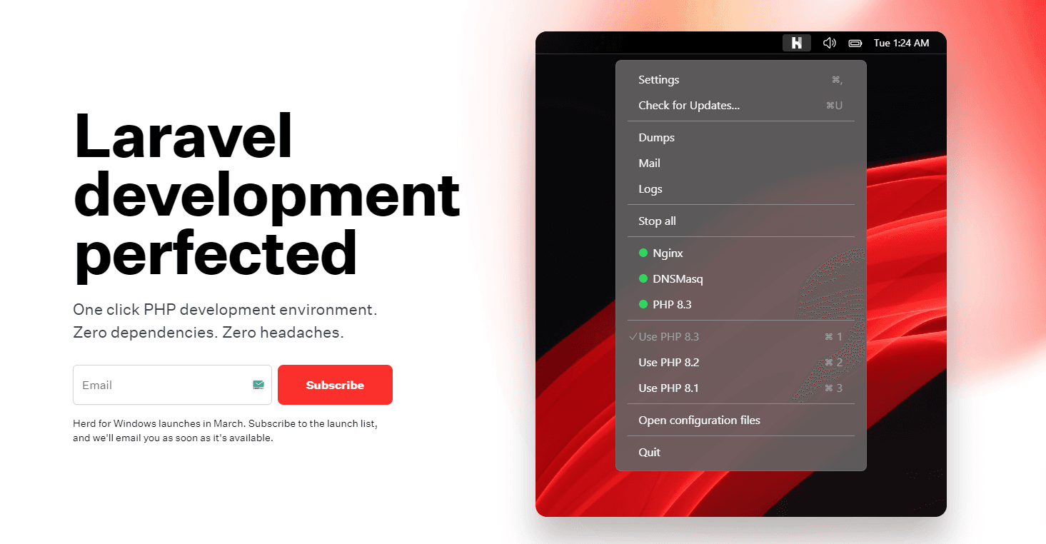 Laravel Herd for Windows launches in March '24