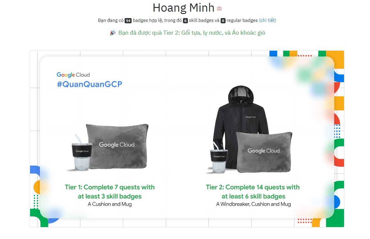 Hoàn thành Tier 2 #QuanQuanGCP Mùa 6: Chia sẻ hành trình của tôi
