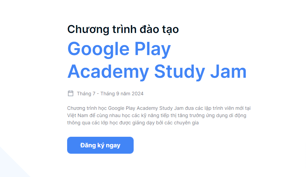 Google Play Academy Study Jam - Chương trình học trực tuyến MIỄN PHÍ!
