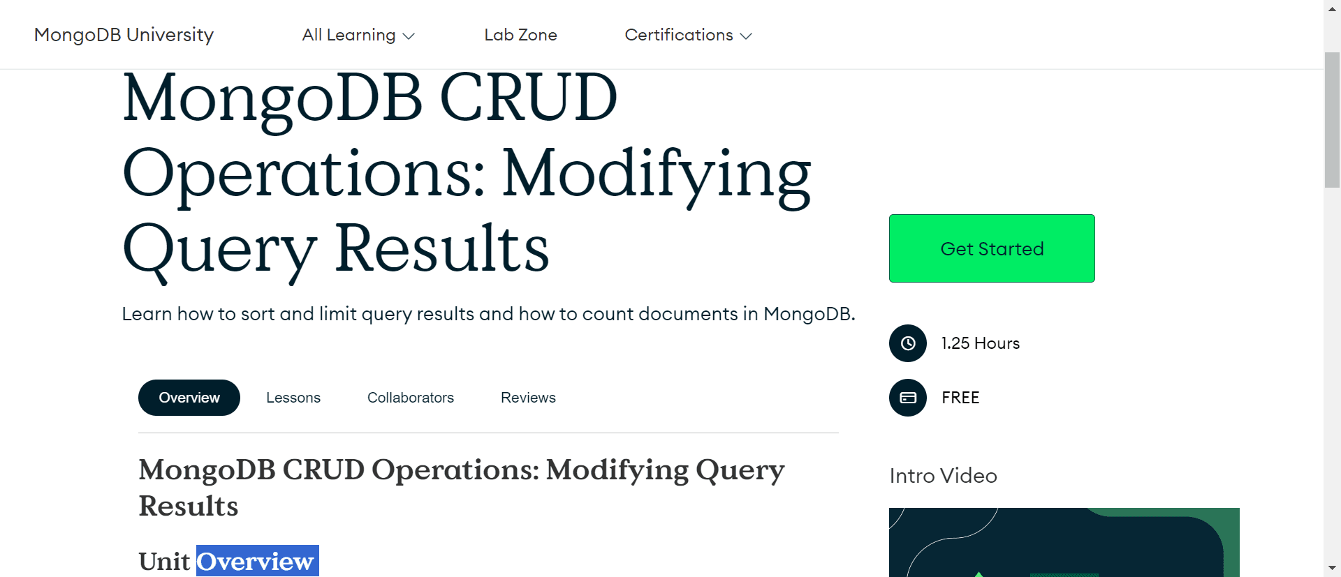 MongoDB CRUD Operations: Modifying Query Results