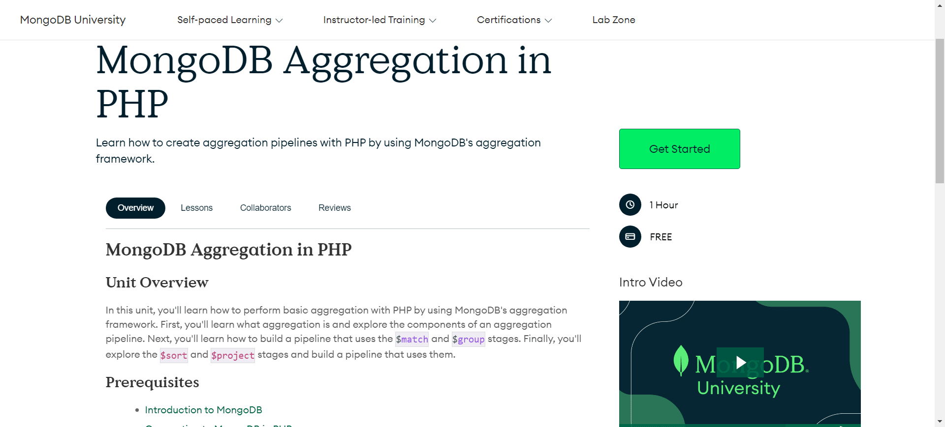 MongoDB Aggregation in PHP
