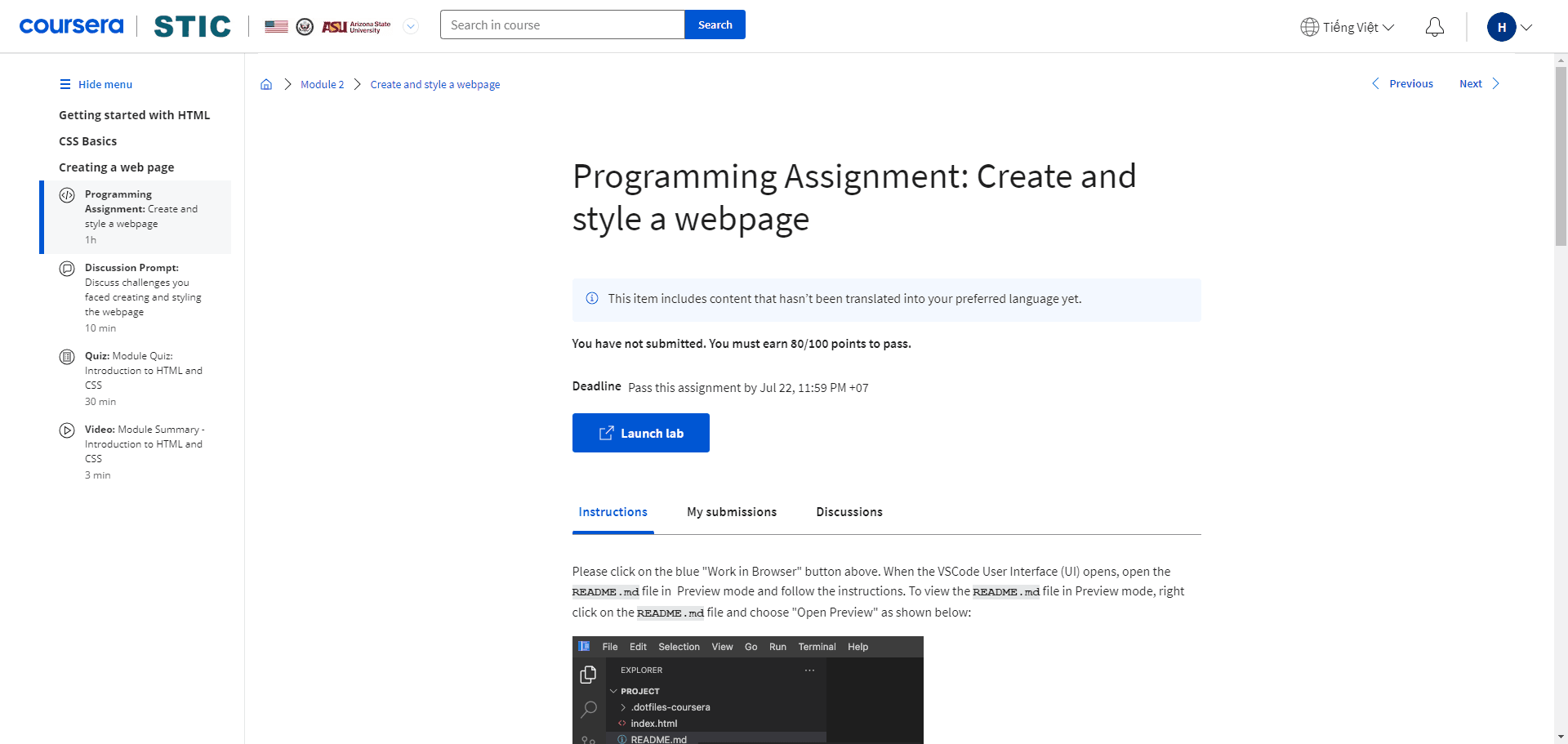Programming Assignment: Create and style a webpage