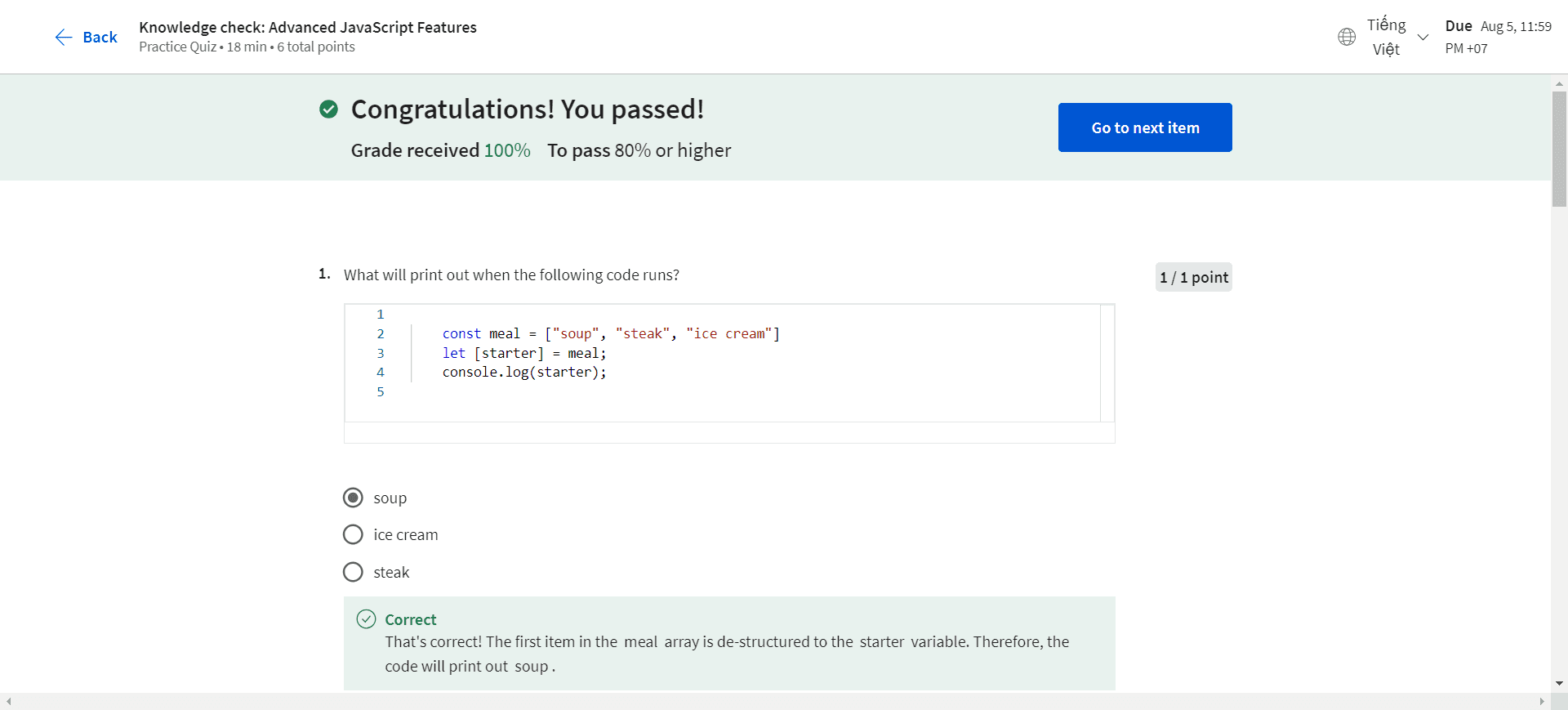 Knowledge check: Advanced JavaScript Features