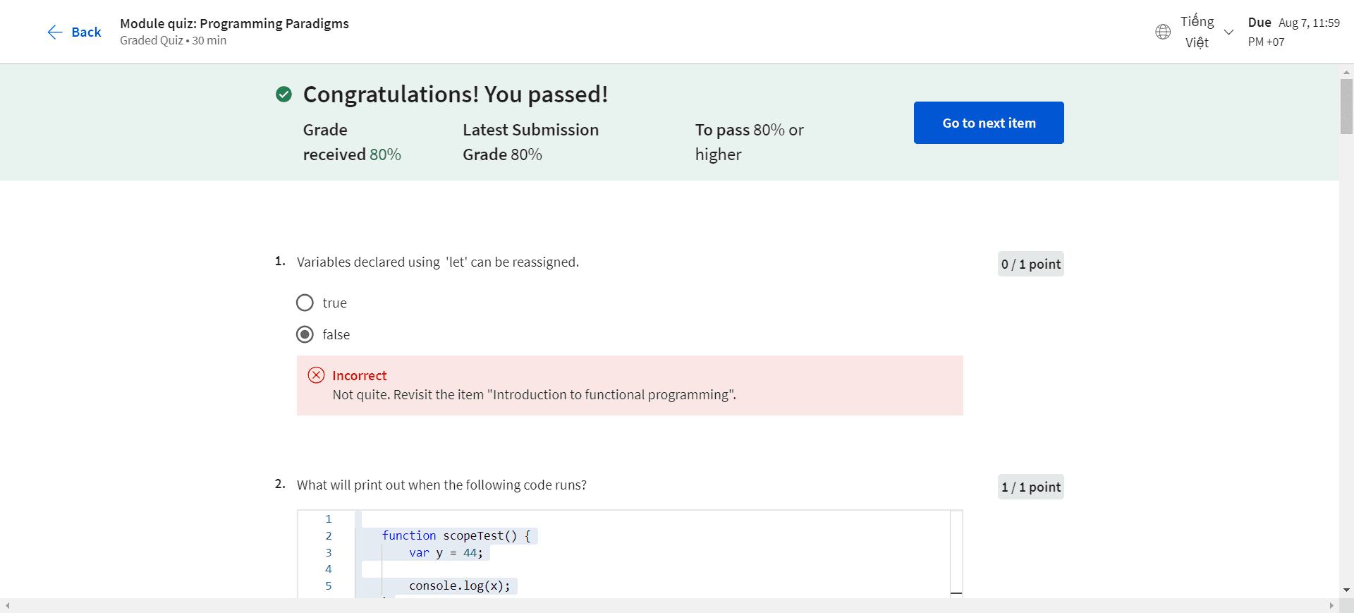 Module quiz: Programming Paradigms in Javascript