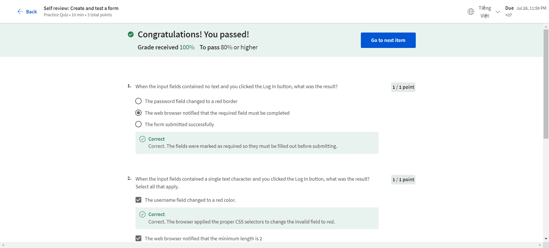 Self review: Create and test a form