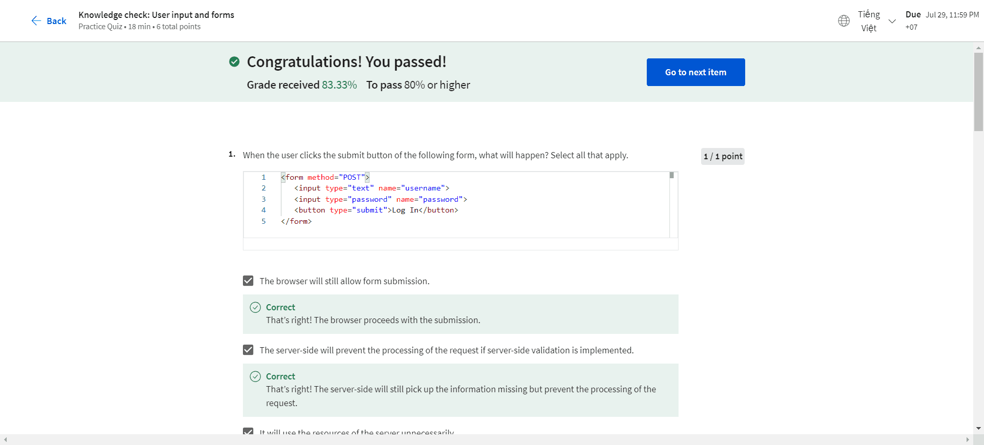Knowledge check: User input and forms