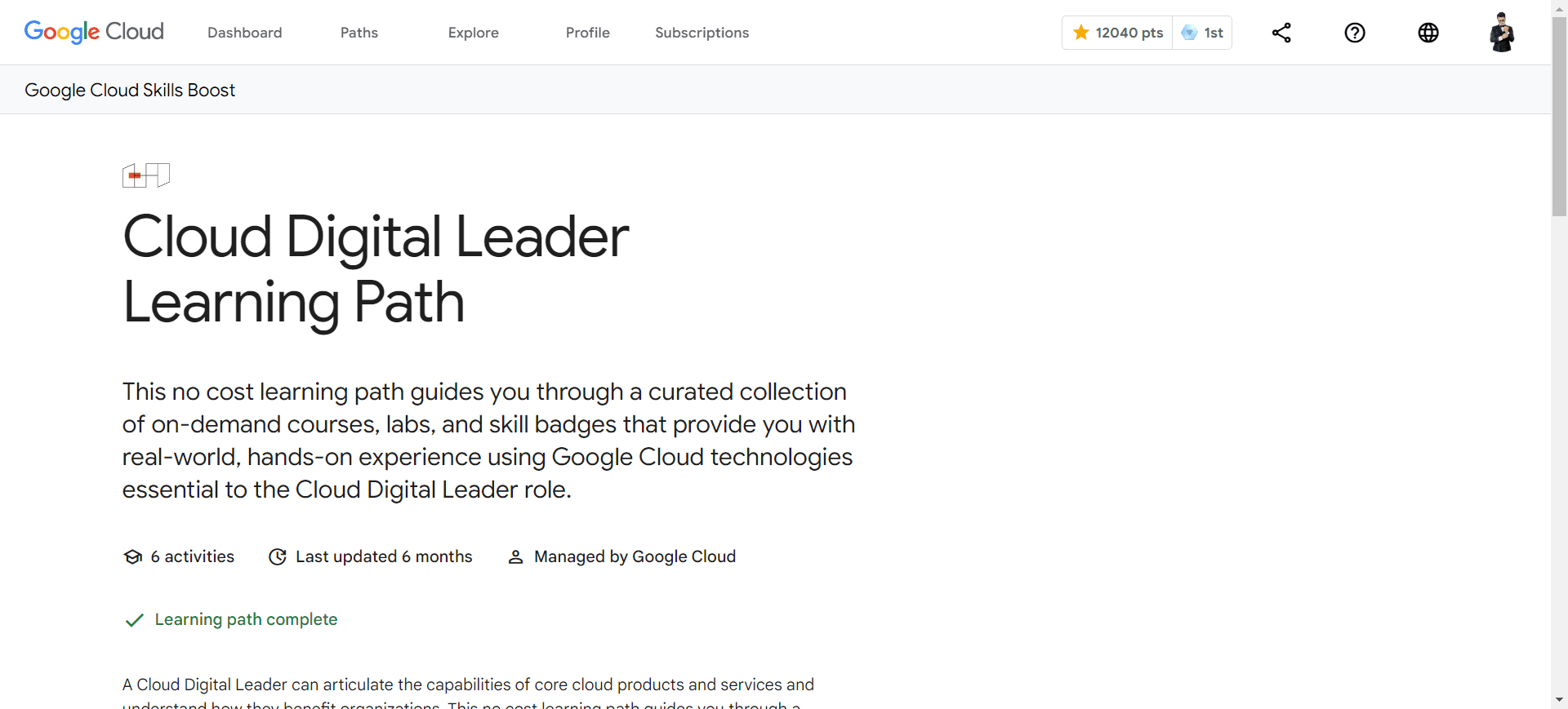 Solution - Cloud Digital Leader Learning Path