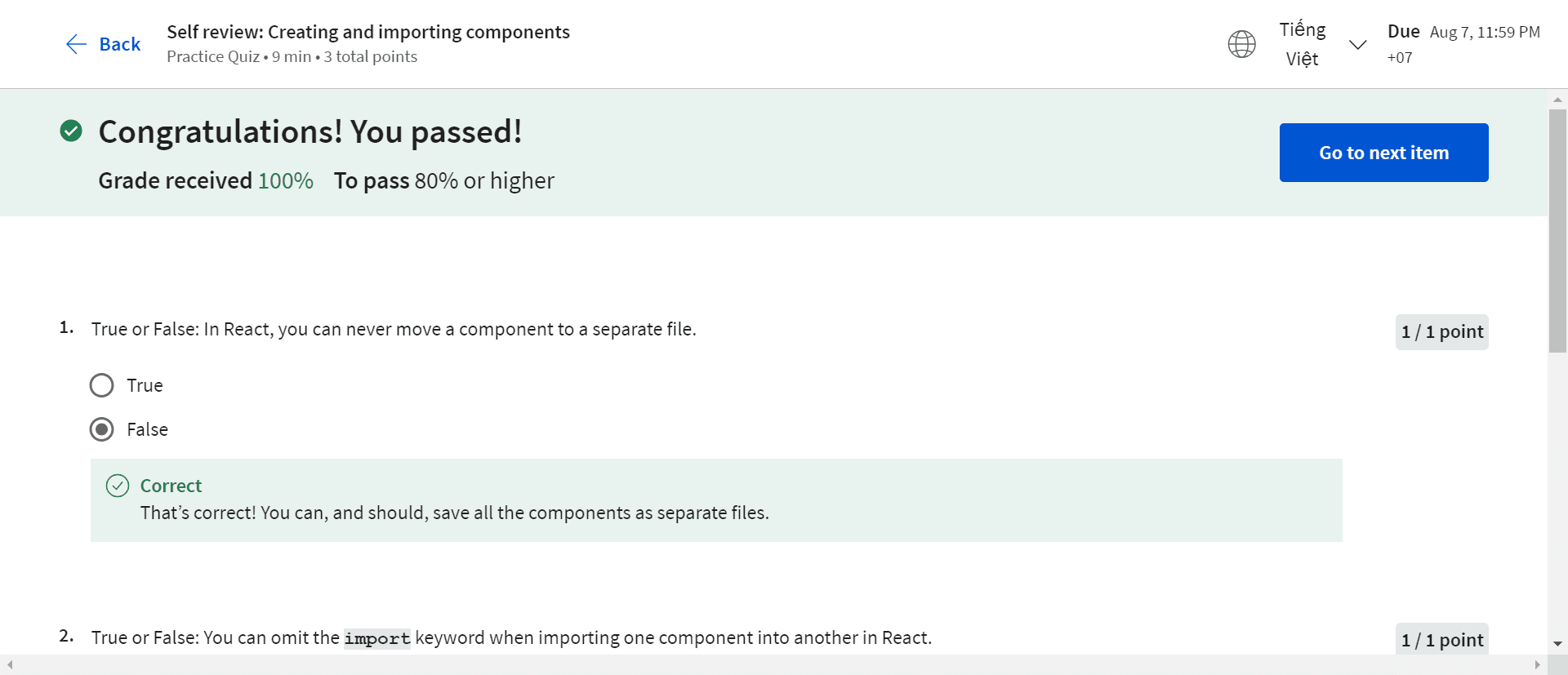 Self review: Creating and importing components - React Basic