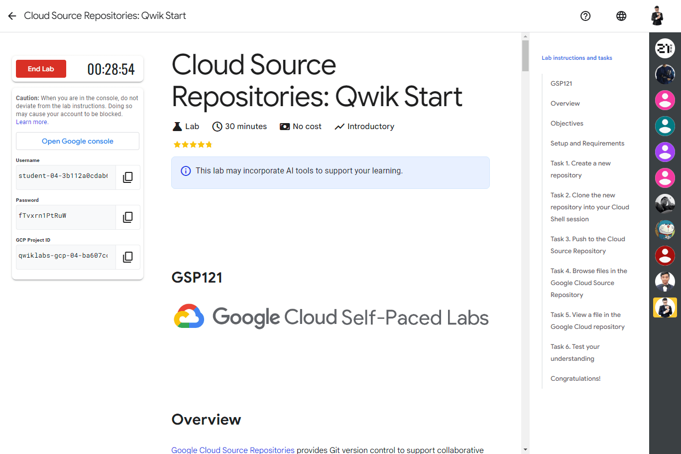 Cloud Source Repositories: Qwik Start - GSP121
