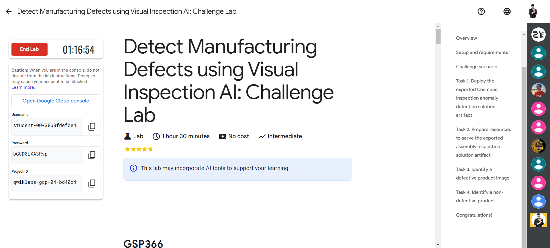 Detect Manufacturing Defects using Visual Inspection AI: Challenge Lab - GSP366