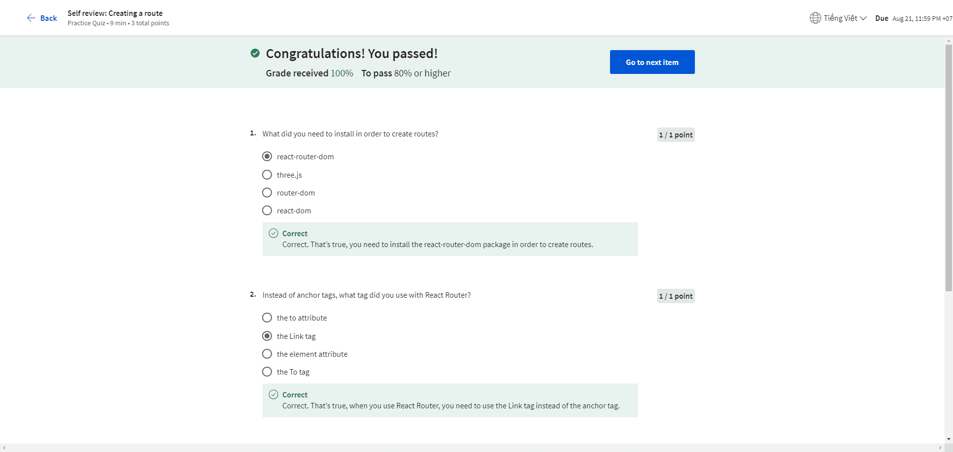 Self review: Creating a route - React Basic
