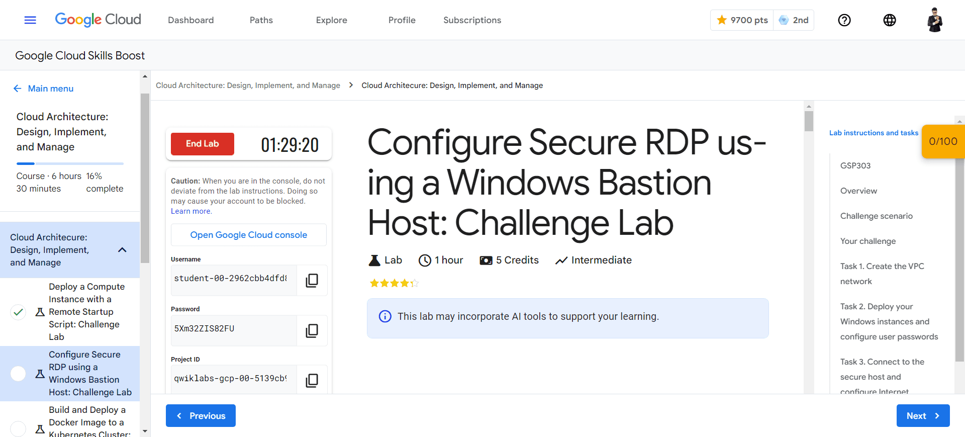 Configure Secure RDP using a Windows Bastion Host: Challenge Lab - GSP303