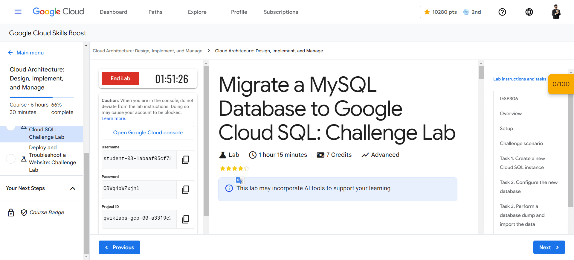 Migrate a MySQL Database to Google Cloud SQL: Challenge Lab - GSP306