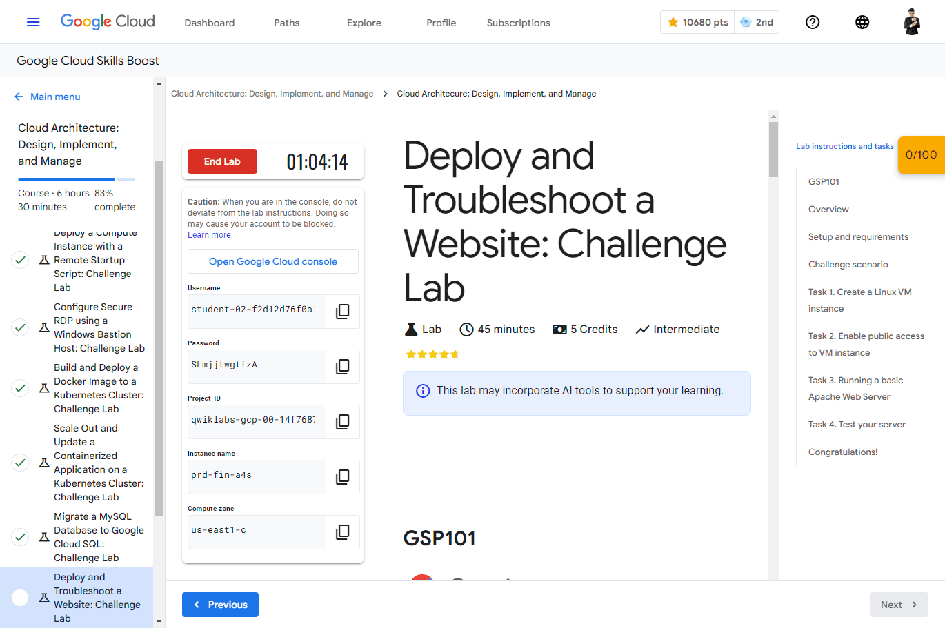 Deploy and Troubleshoot a Website: Challenge Lab - GSP101