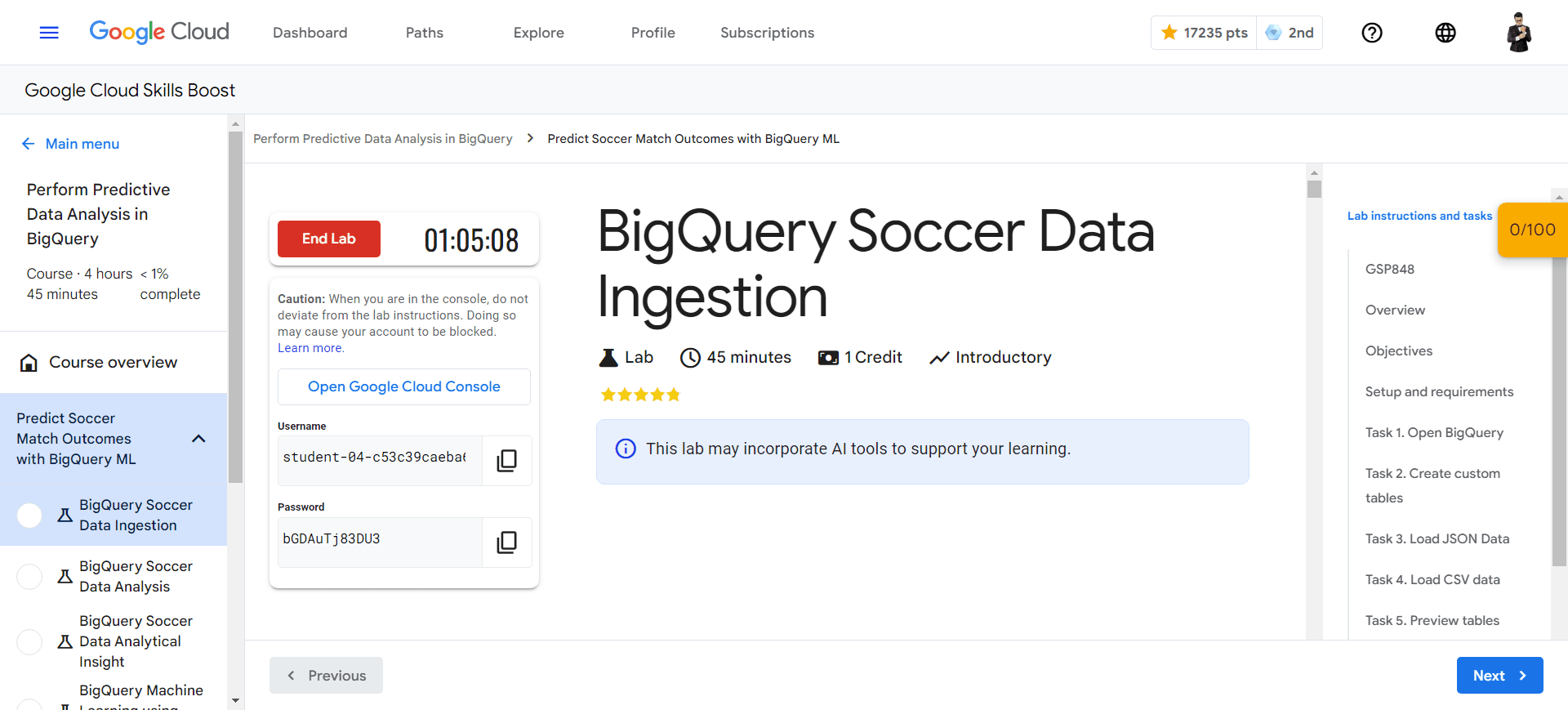 BigQuery Soccer Data Ingestion - GSP848