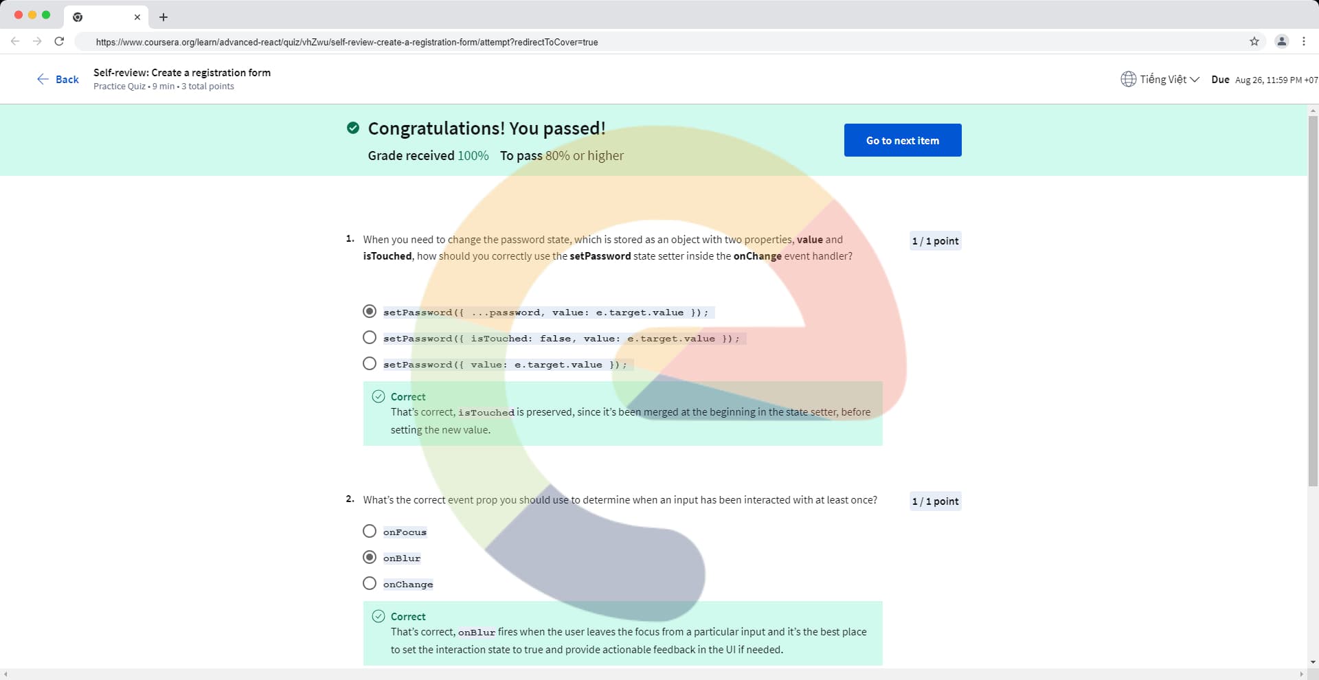 Self-review: Create a registration form - Advanced React