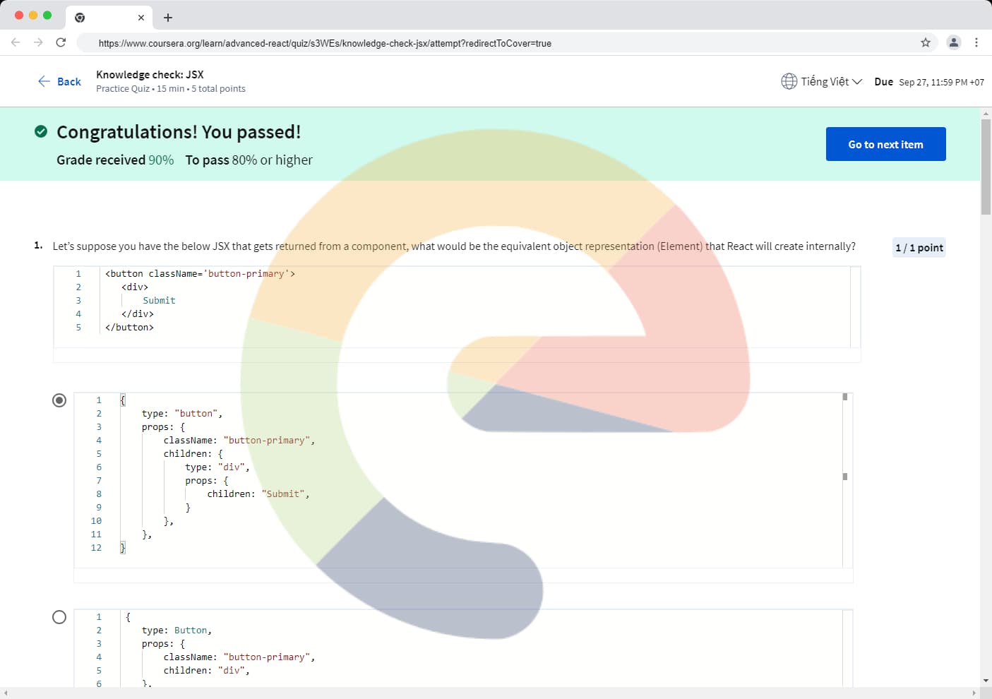 Knowledge check: JSX - Advanced React