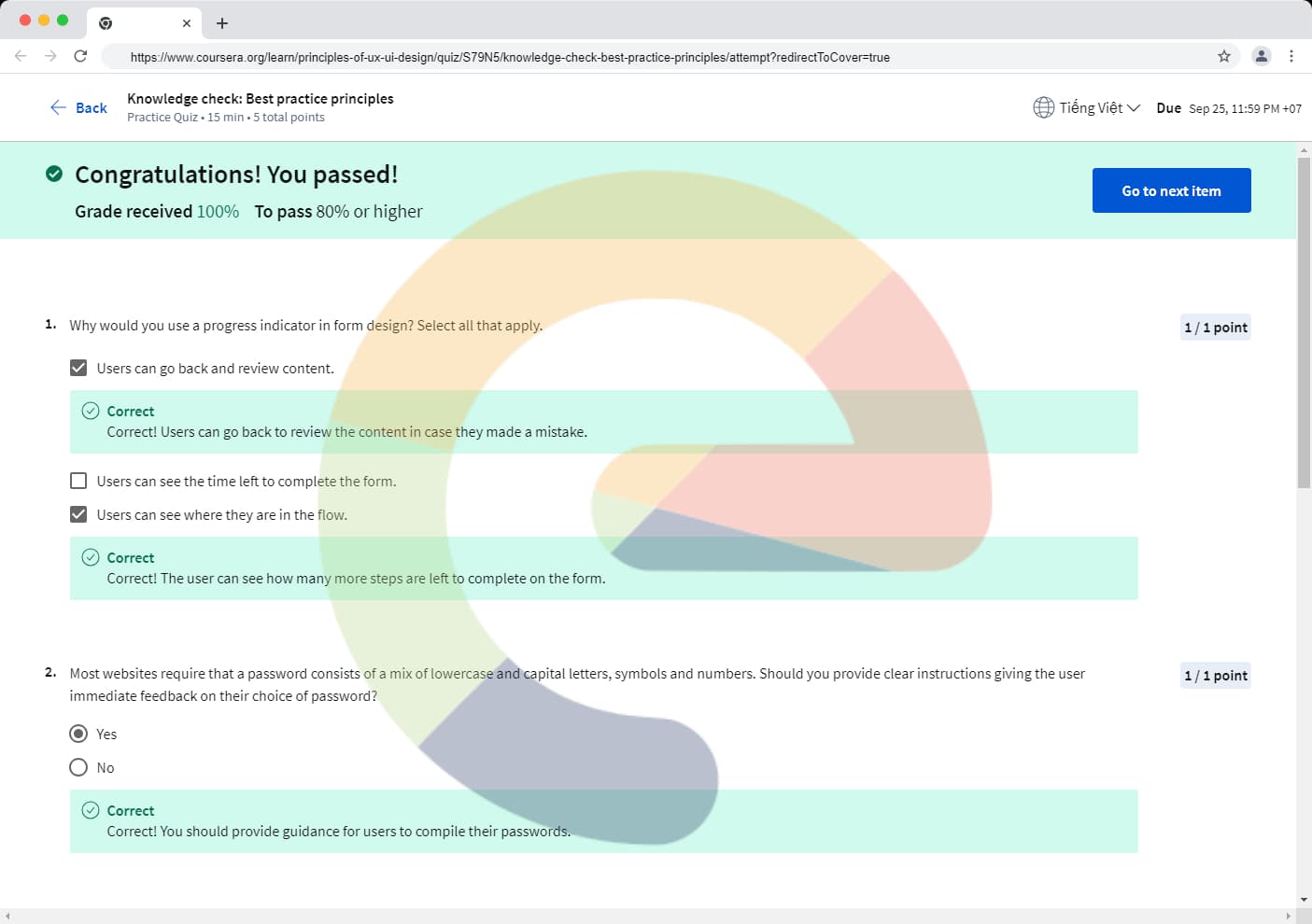 Knowledge check: Best practice principles - UI/UX