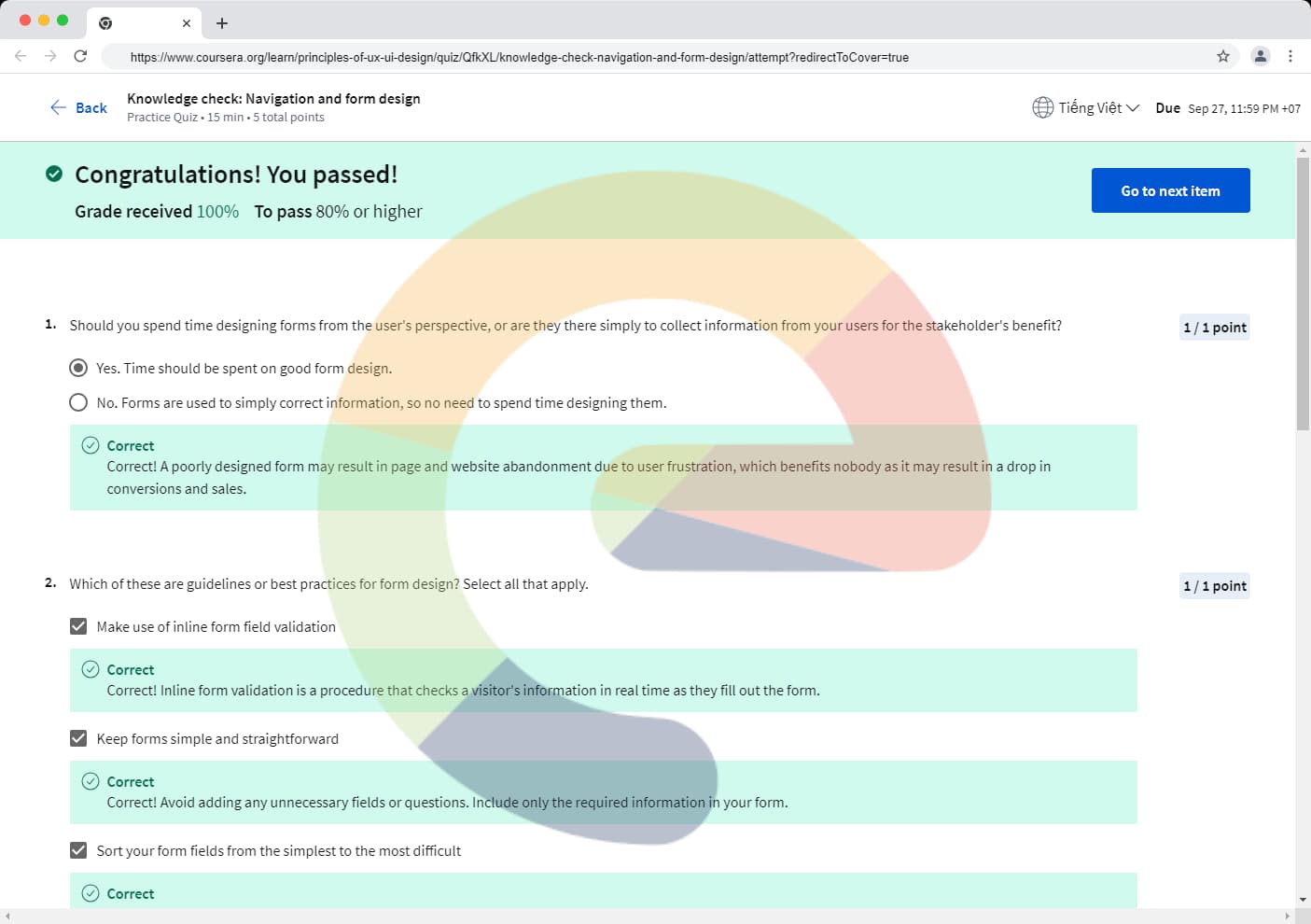 Knowledge check: Navigation and form design - UI/UX