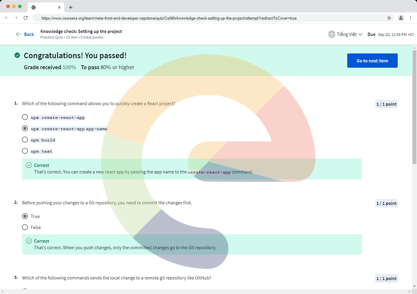 Knowledge check: Setting up the project