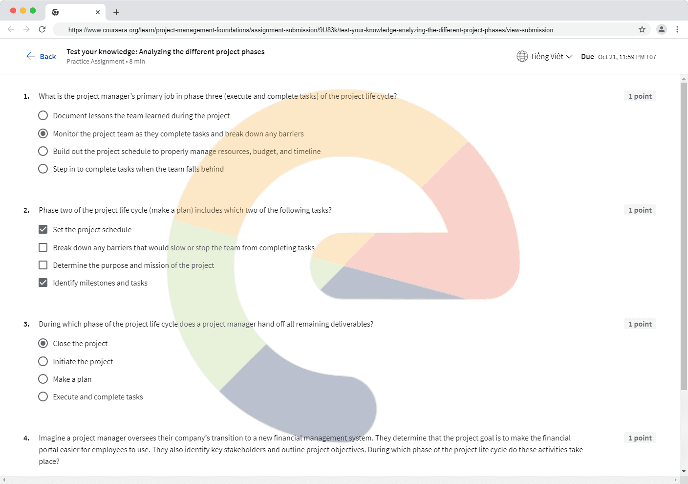 Test your knowledge: Analyzing the different project phases