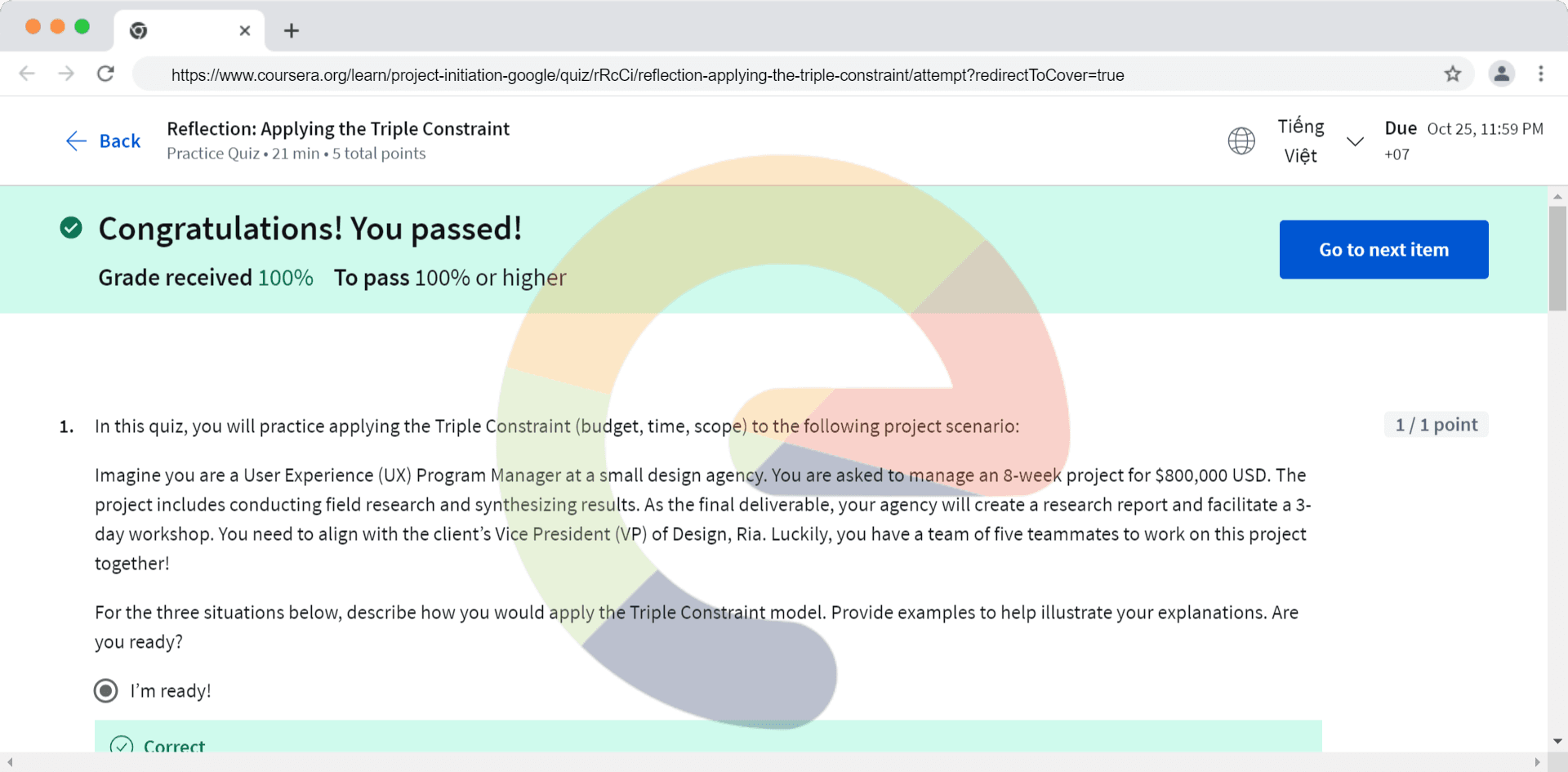 Reflection: Applying the Triple Constraint