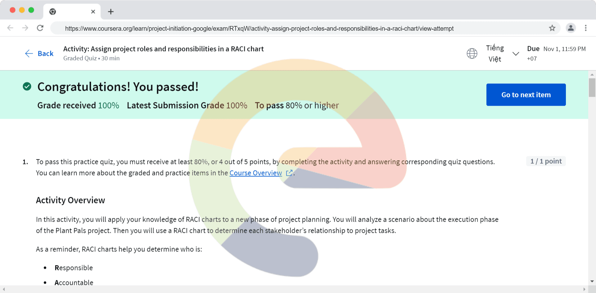 Activity: Assign project roles and responsibilities in a RACI chart