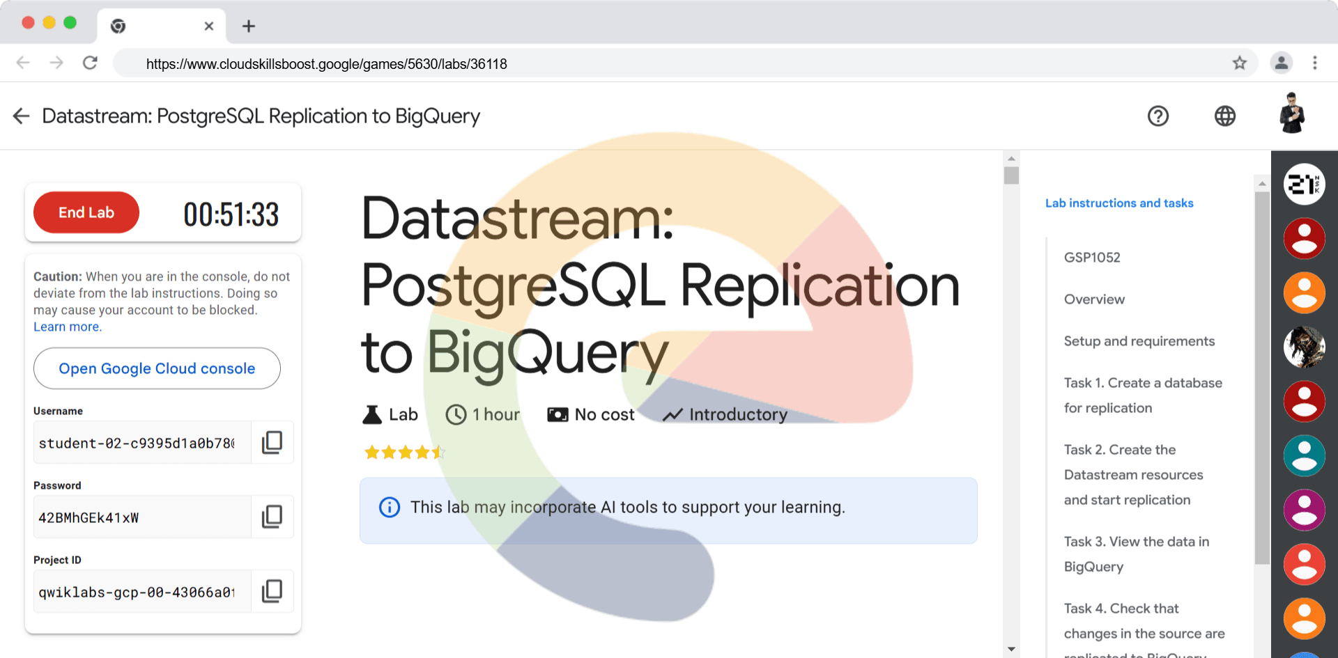 Datastream: PostgreSQL Replication to BigQuery - GSP1052