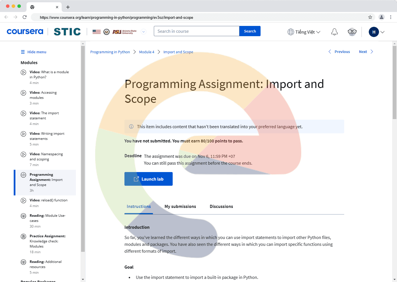 Programming Assignment: Import and Scope - Module 4