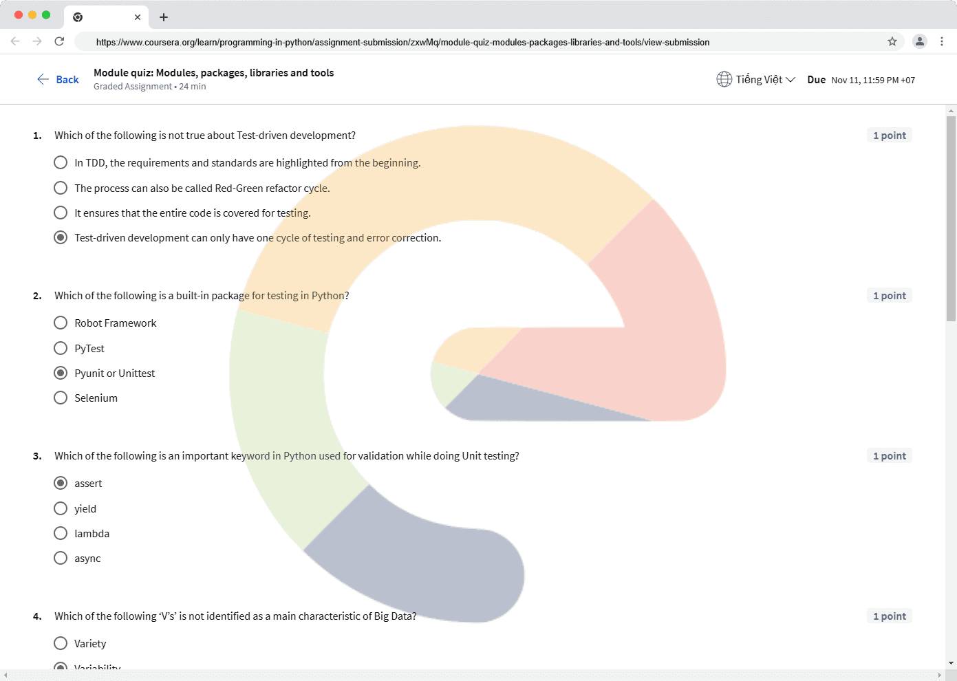 Module quiz: Modules, packages, libraries and tools