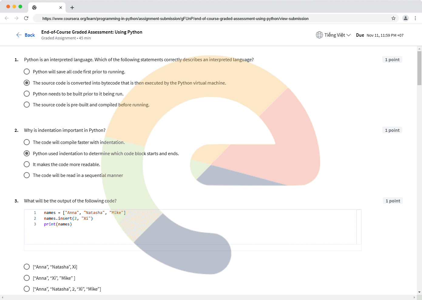End-of-Course Graded Assessment: Using Python