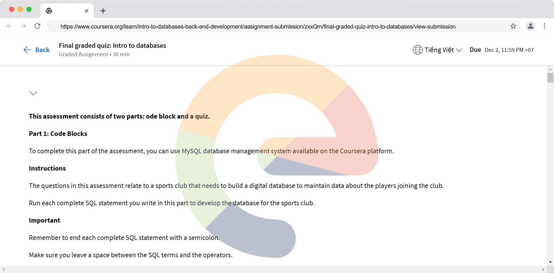 Final graded quiz: Intro to databases
