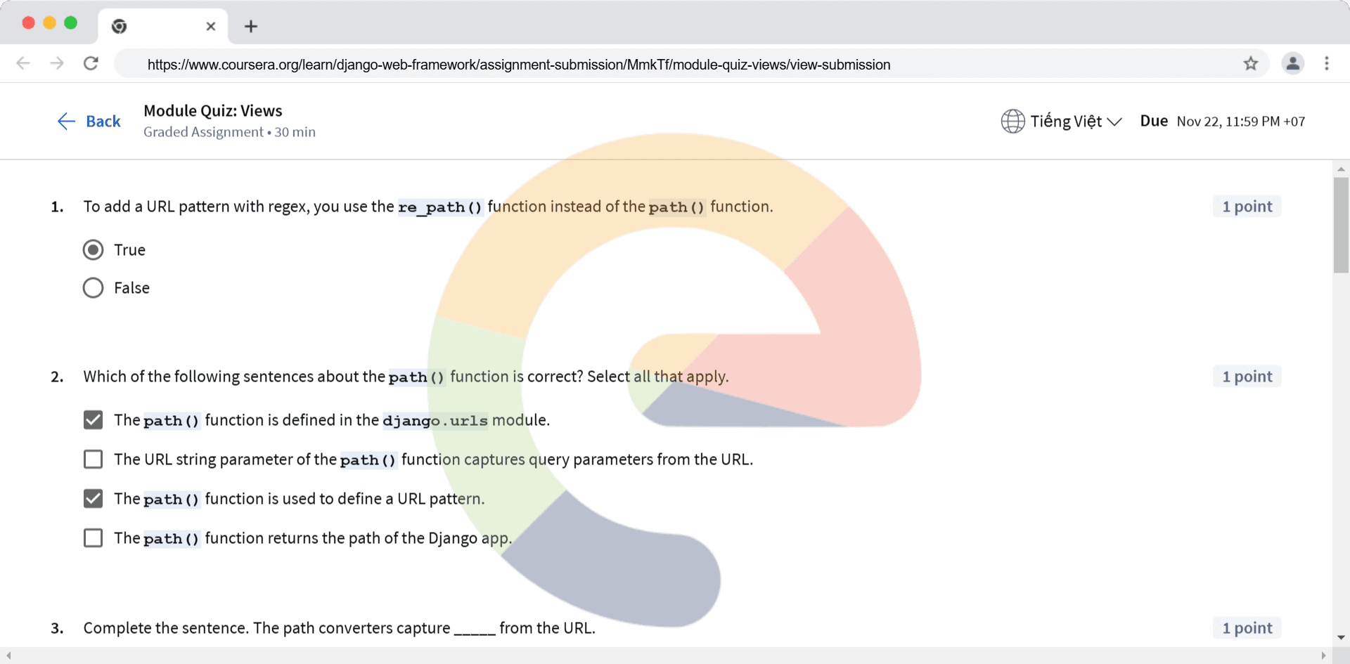 Django Web Framework - Module Quiz: Views