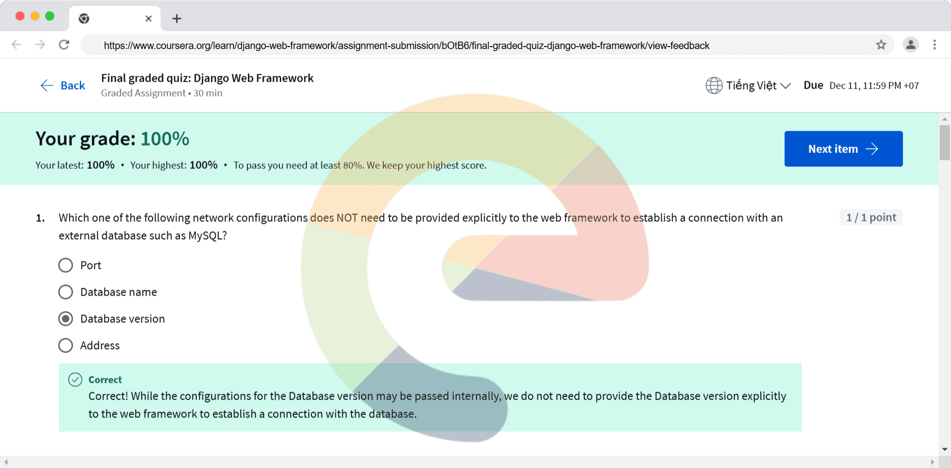 Final graded quiz: Django Web Framework