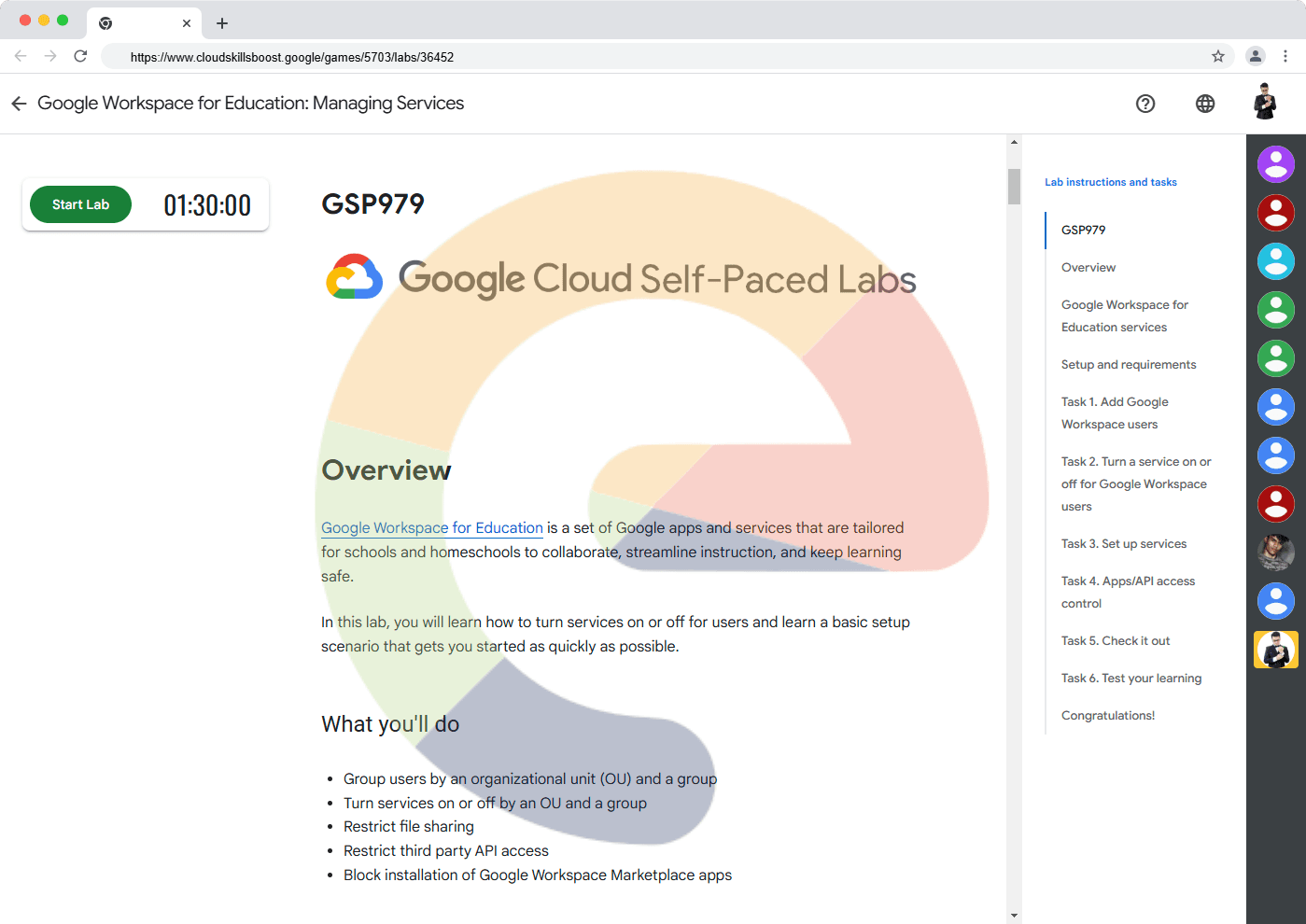 Google Workspace for Education: Managing Services - GSP979