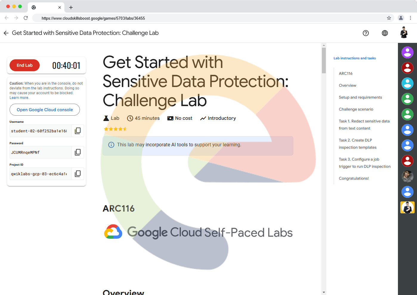 Get Started with Sensitive Data Protection: Challenge Lab - ARC116