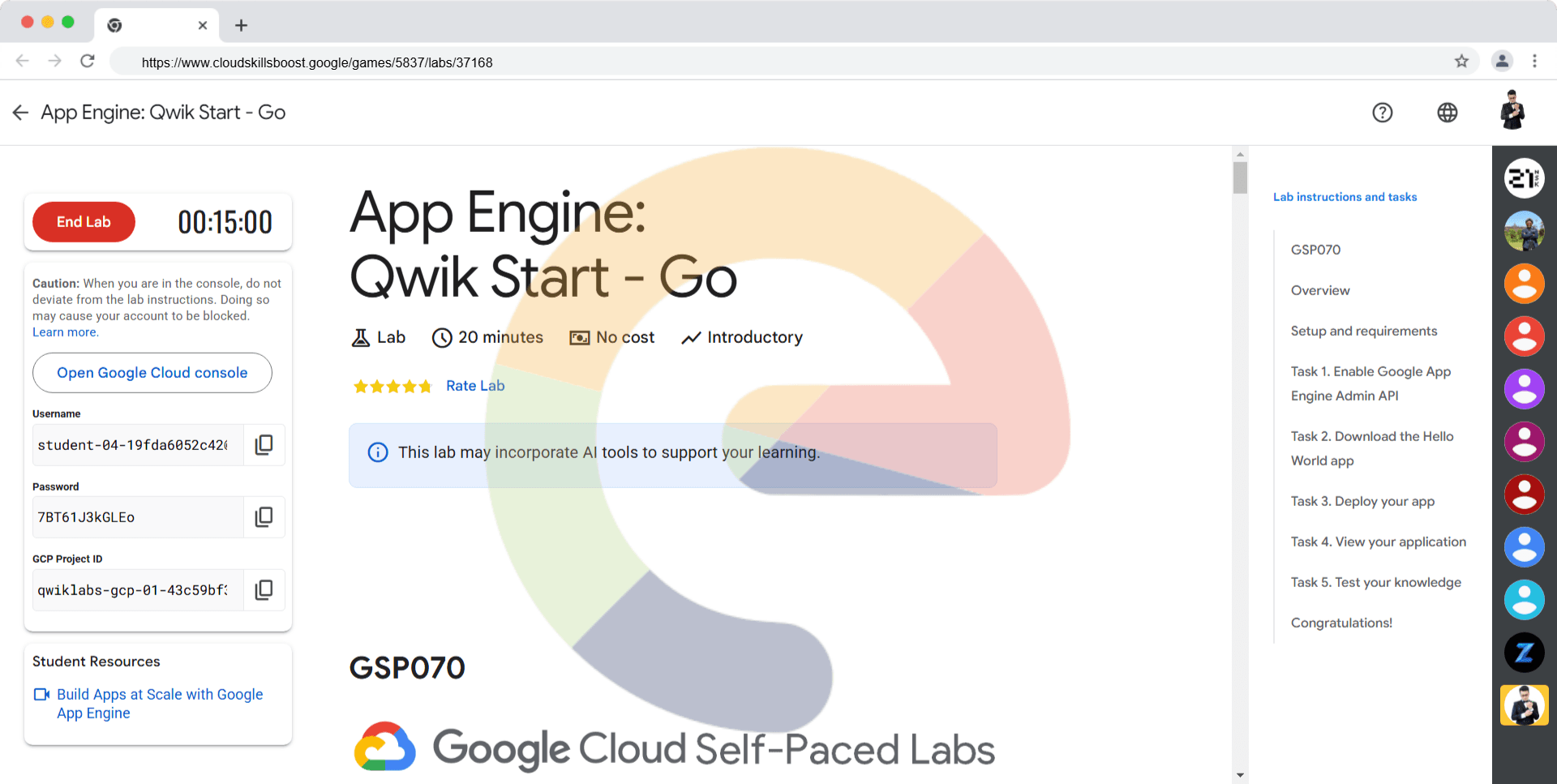 App Engine: Qwik Start - Go - GSP070