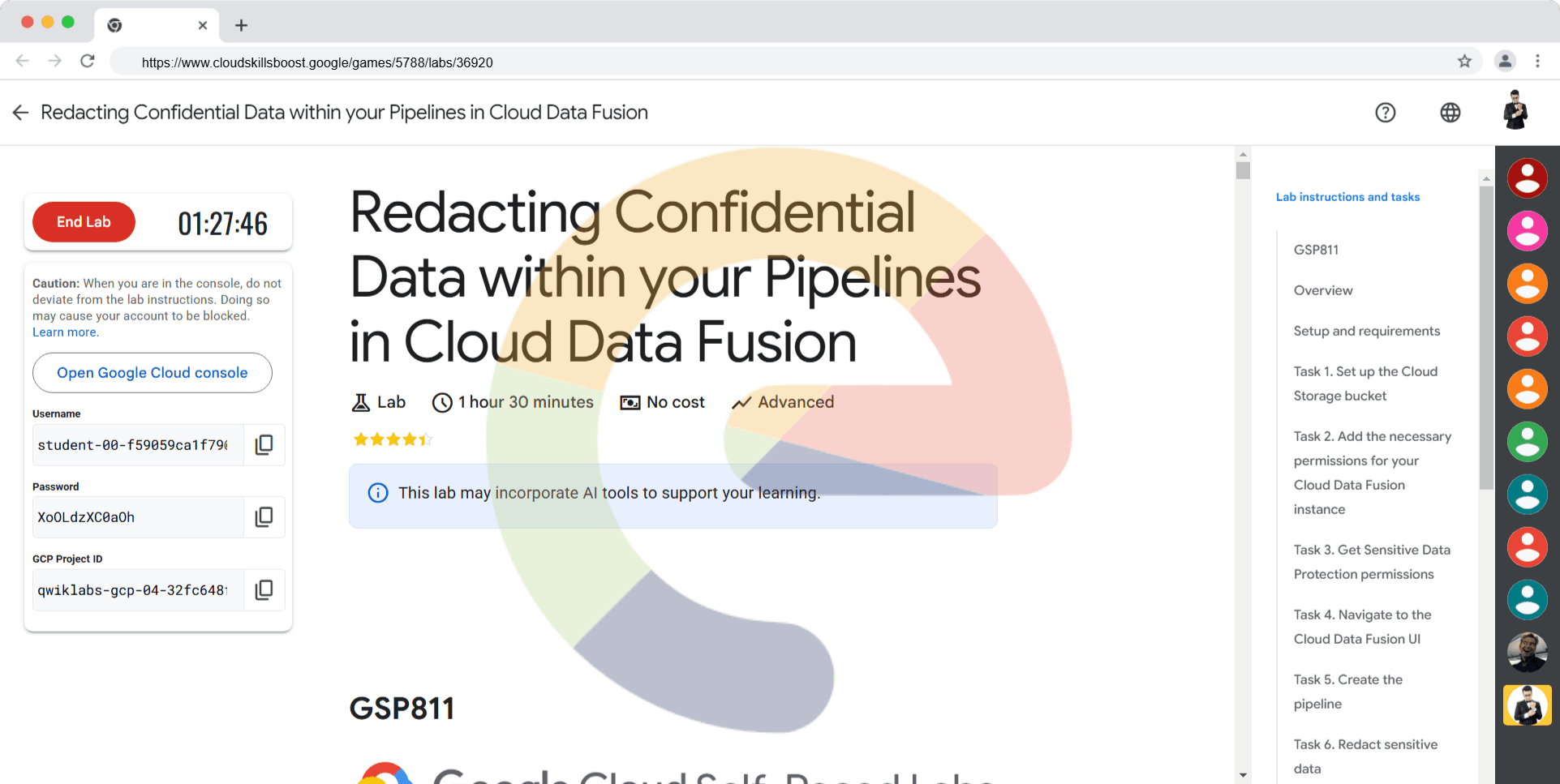 Redacting Confidential Data within your Pipelines in Cloud Data Fusion - GSP811