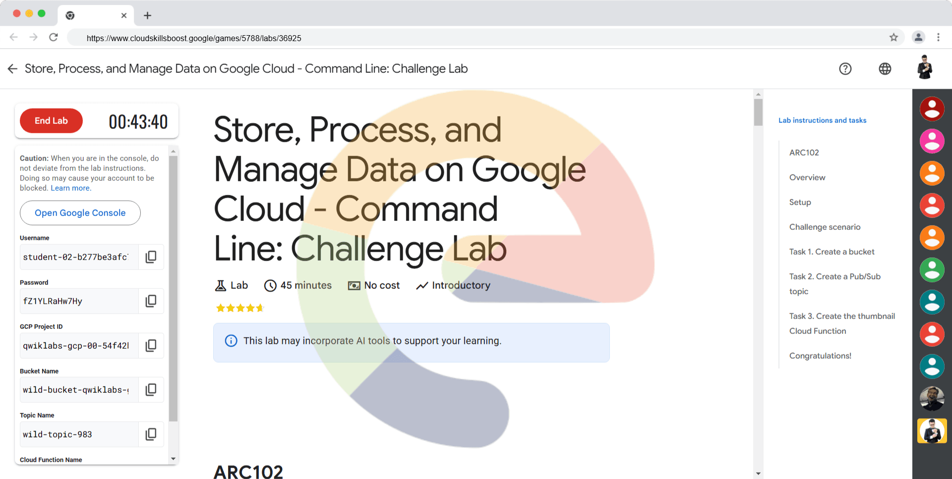 Store, Process, and Manage Data on Google Cloud - Command Line: Challenge Lab - ARC102