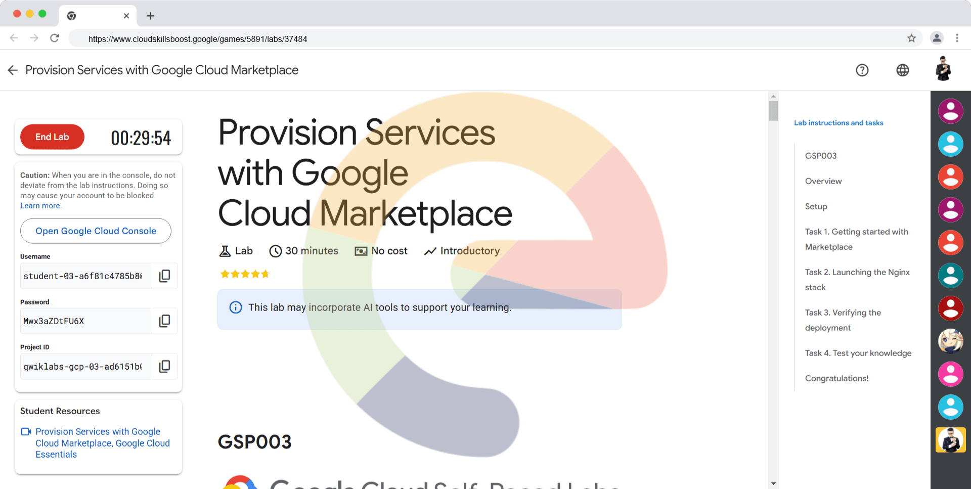 Provision Services with Google Cloud Marketplace - GSP003