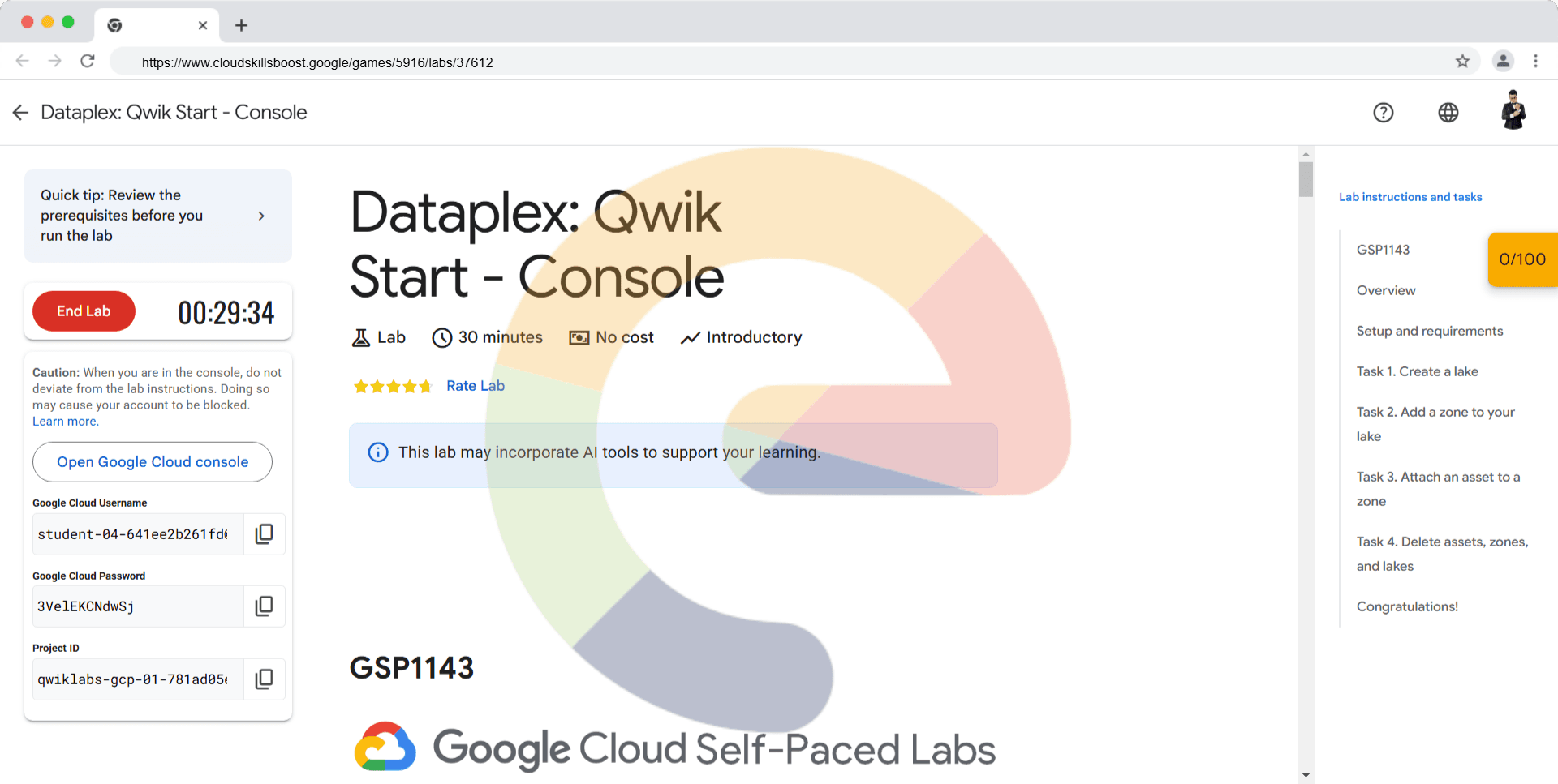 Dataplex: Qwik Start - Console - GSP1143