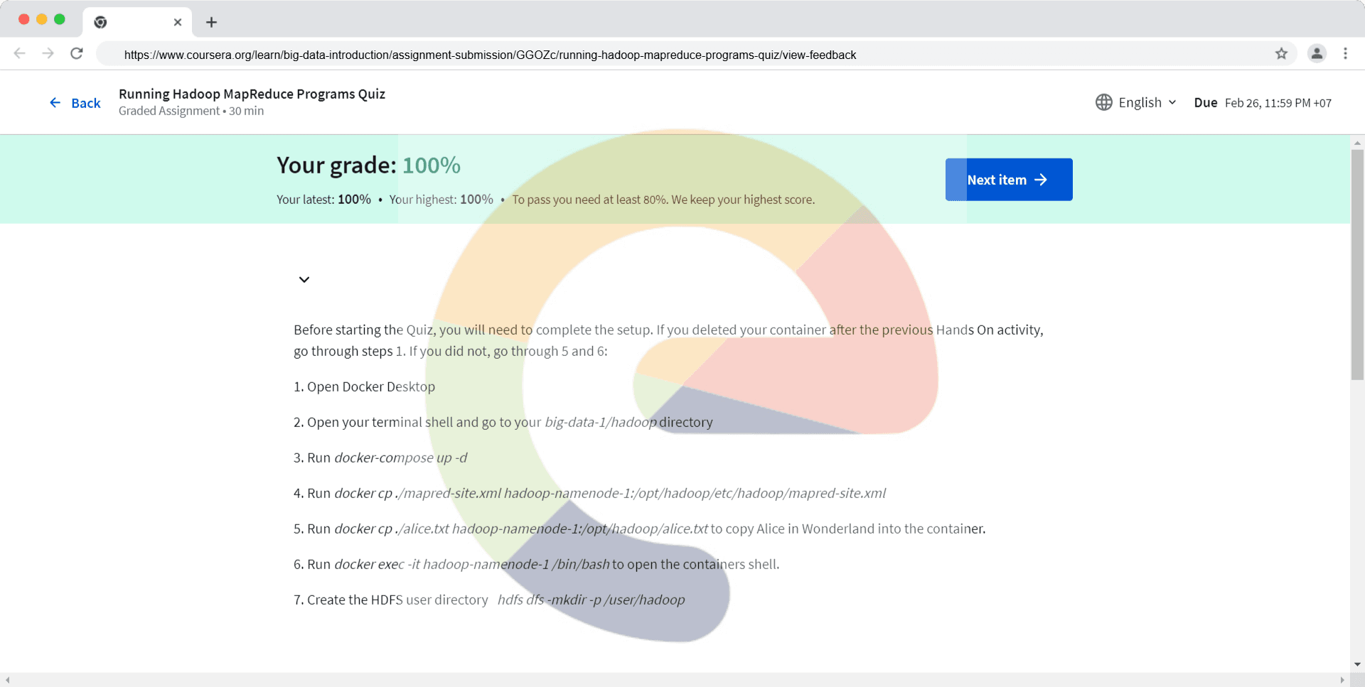 Running Hadoop MapReduce Programs Quiz