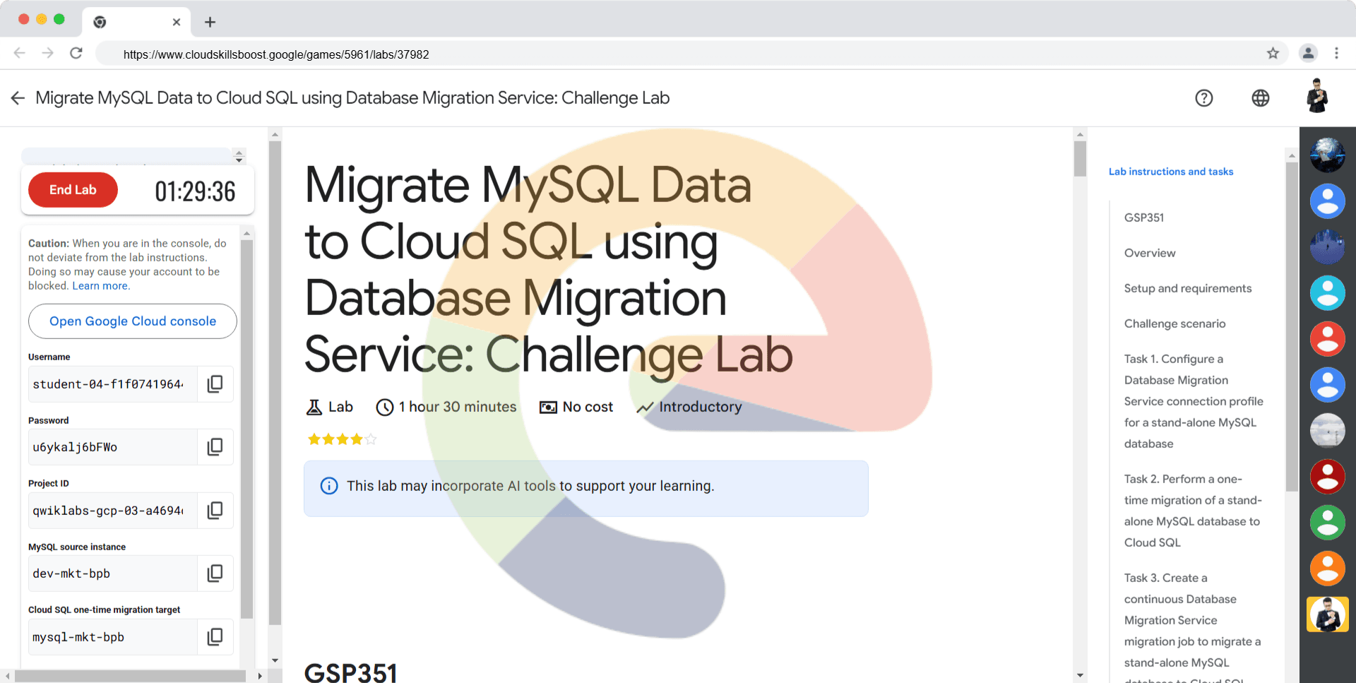 Migrate MySQL Data to Cloud SQL using Database Migration Service: Challenge Lab - GSP351
