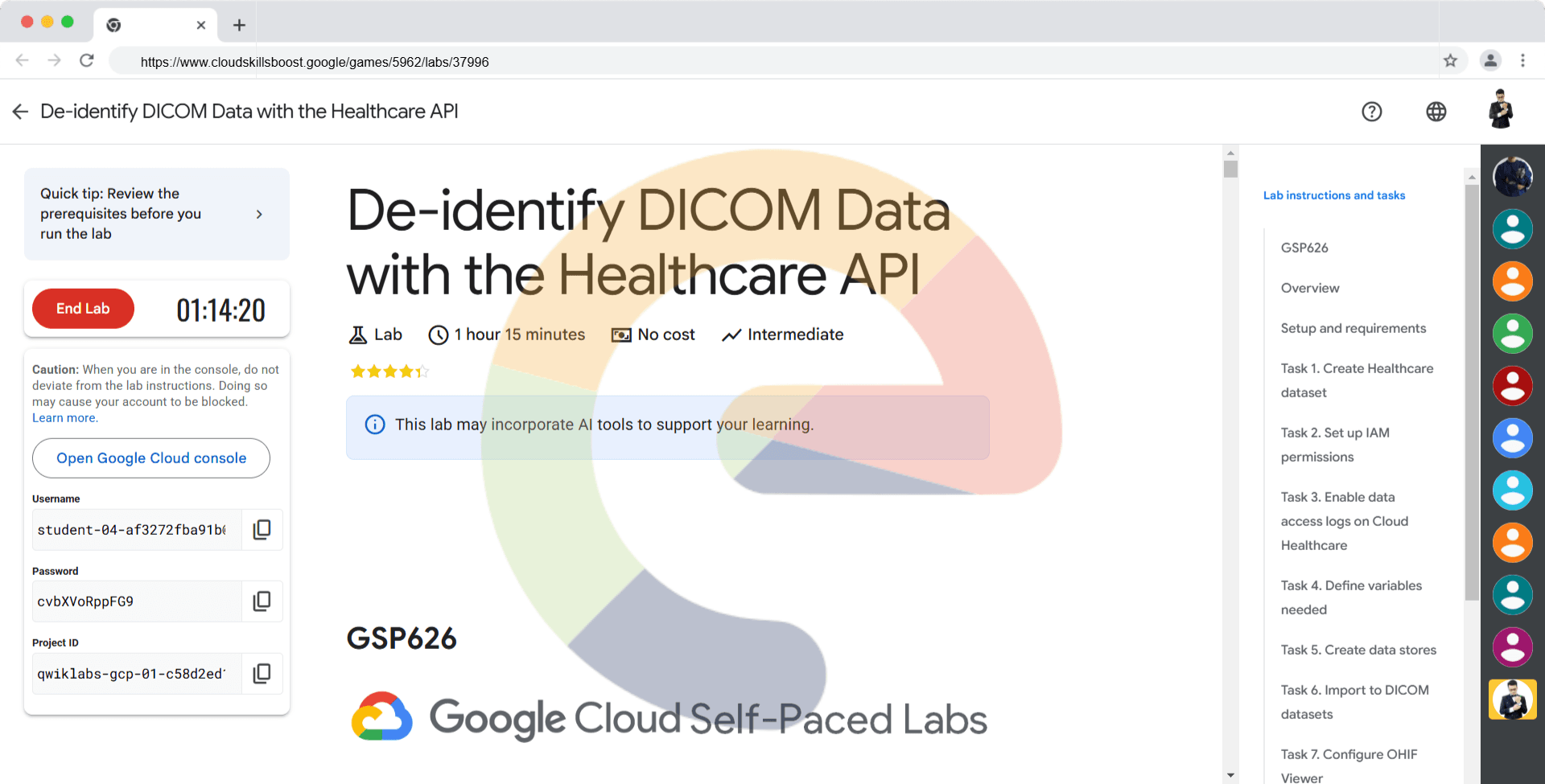 De-identify DICOM Data with the Healthcare API - GSP626