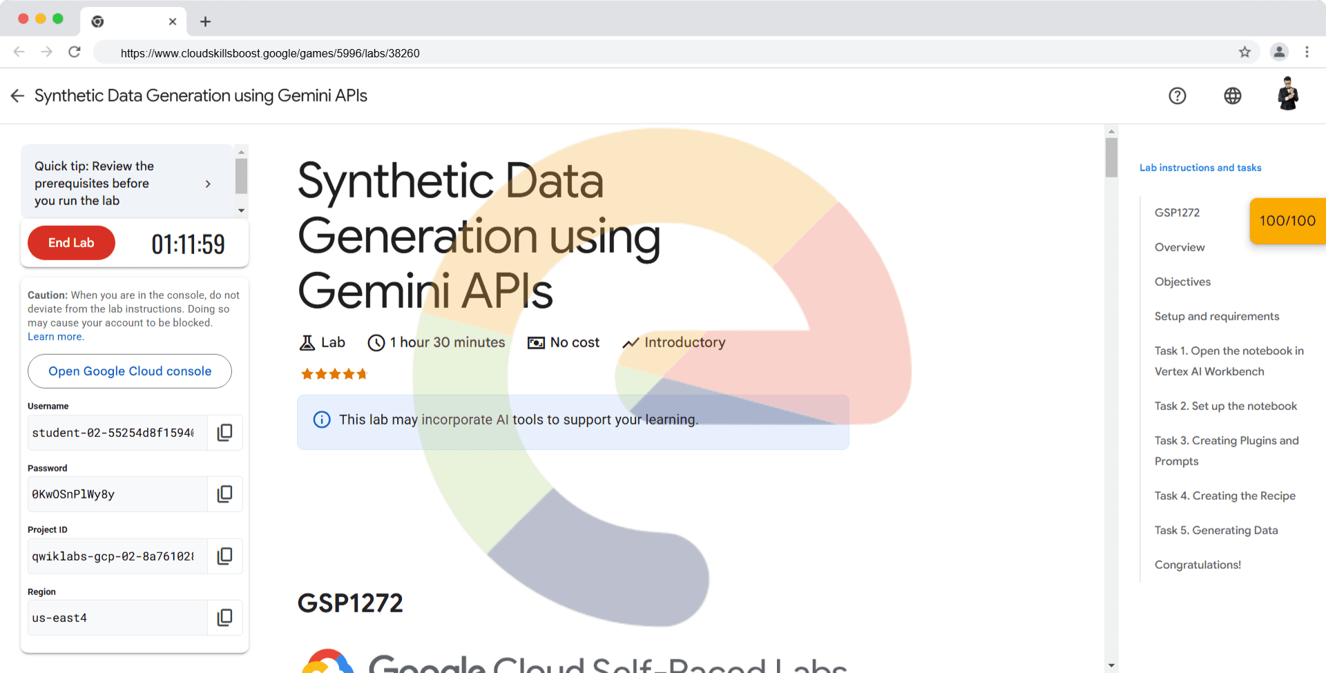 Synthetic Data Generation using Gemini APIs - GSP1272