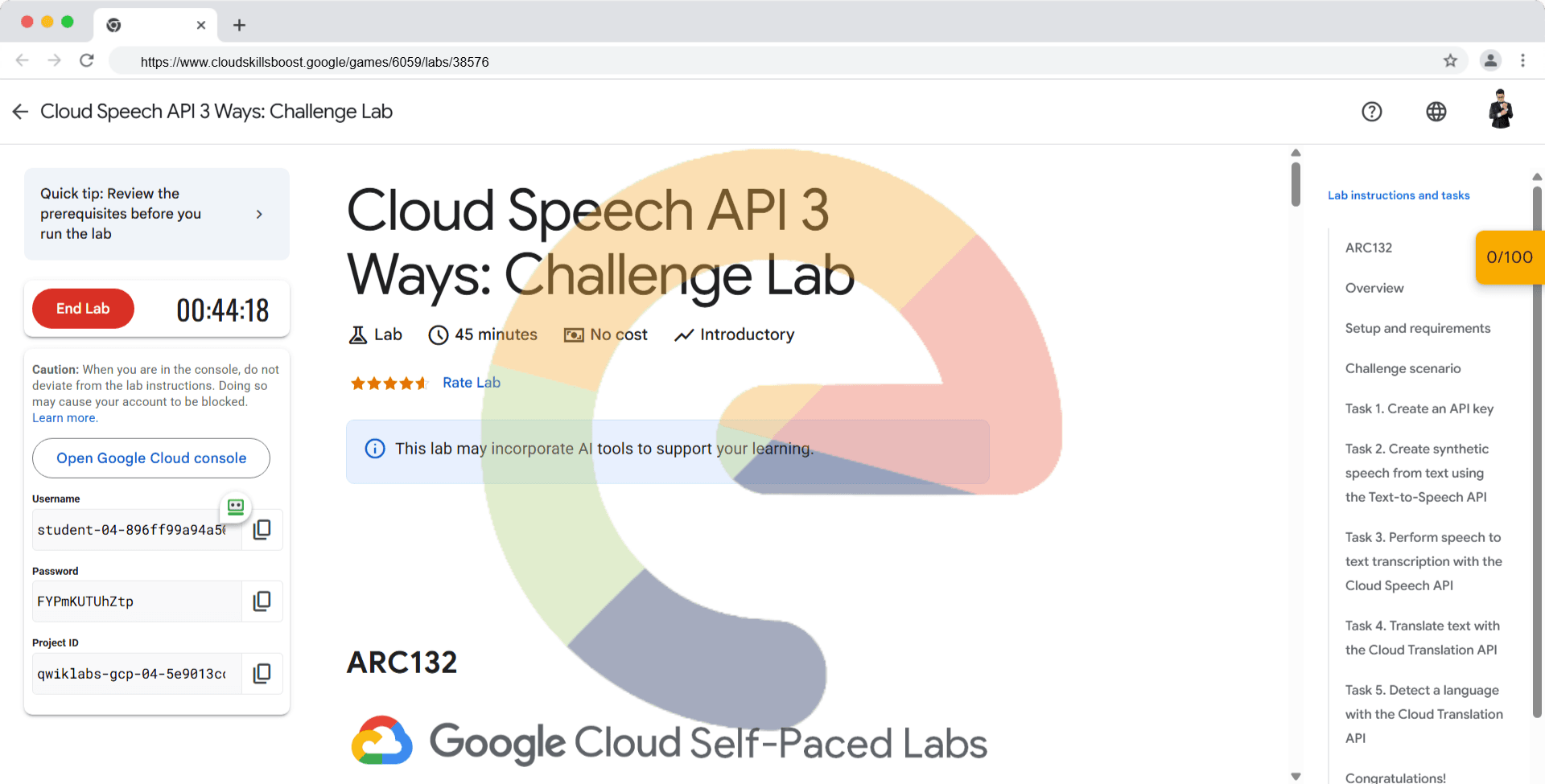 Cloud Speech API 3 Ways: Challenge Lab - ARC132